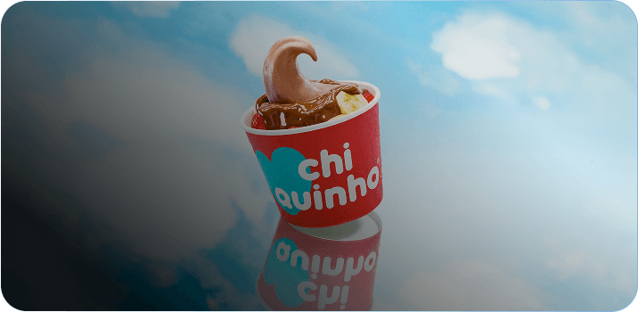 Still de produto Chiquinho, com embalagem em still 3D.